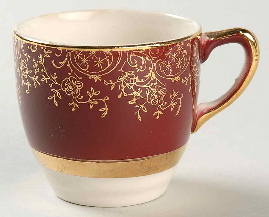 Aristocrat Maroon (No Floral Center) Flat Demitasse Cup by Salem-1
