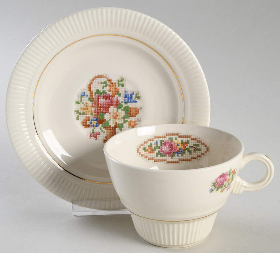 Basket Pp (Gold Inner Ring) Flat Cup & Saucer Set by Salem-1