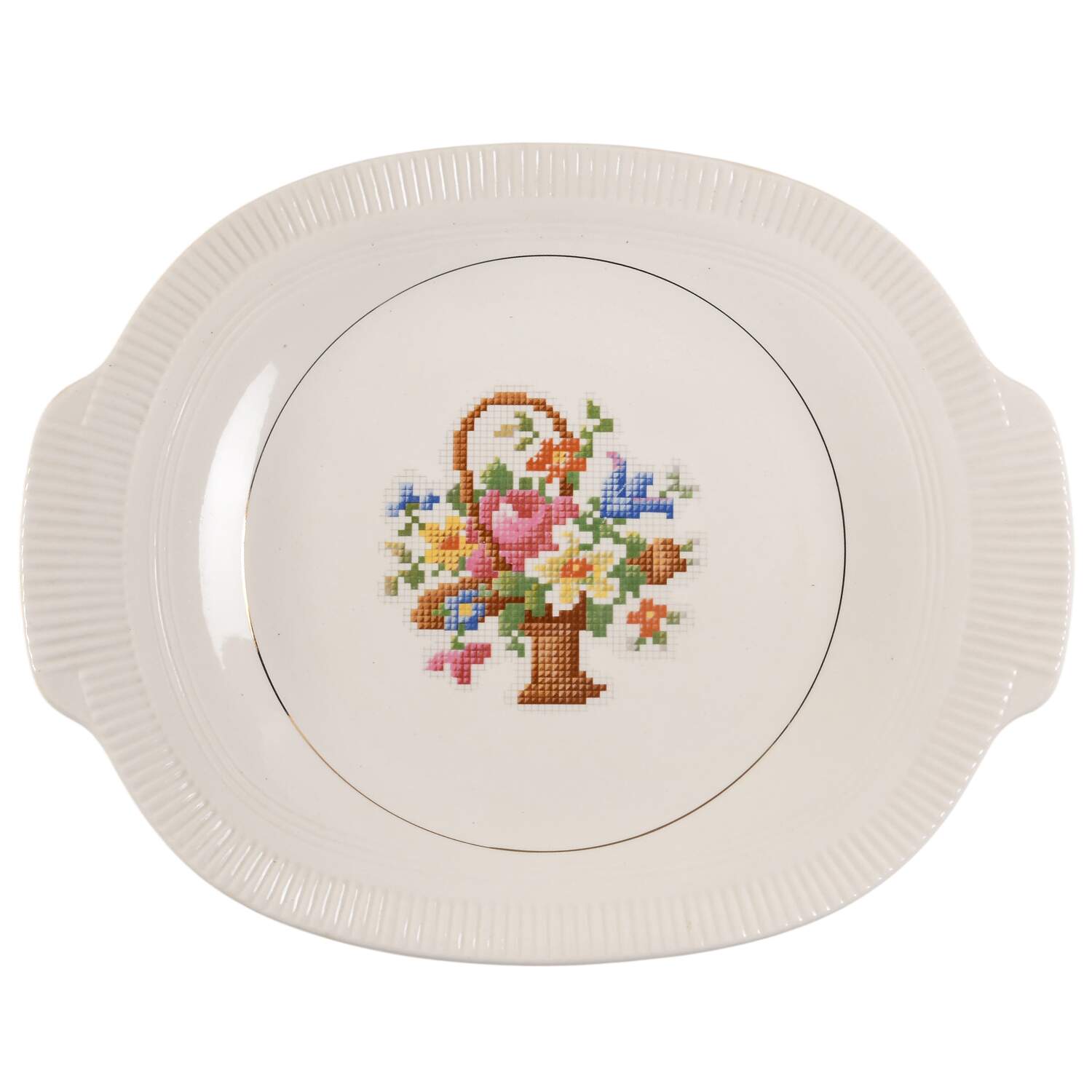 Basket Pp (Gold Inner Ring) 13" Oval Serving Platter by Salem-1