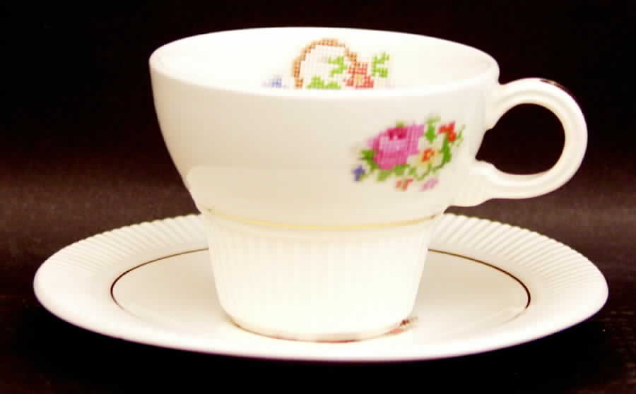 Basket Pp (Gold Inner Ring) Flat Demitasse Cup & Saucer Set by Salem-1
