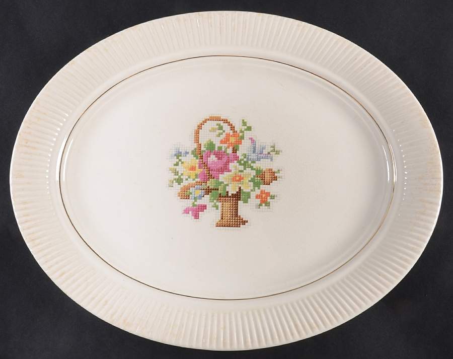 Basket Pp (Gold Inner Ring) 15" Oval Serving Platter by Salem-1