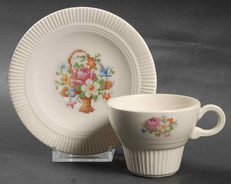 Basket Pp (No Gold) Flat Demitasse Cup & Saucer Set by Salem-1