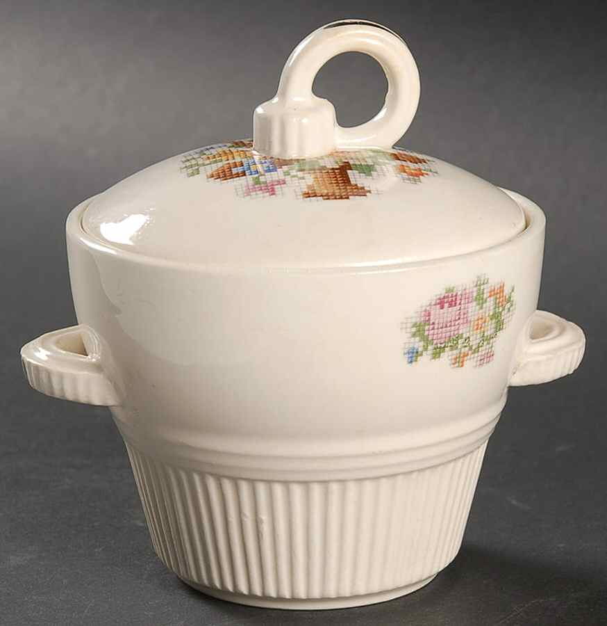 Basket Pp (No Gold) Sugar Bowl & Lid by Salem-1