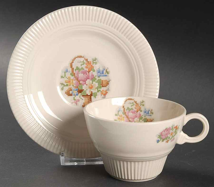 Basket Pp (No Gold) Flat Cup & Saucer Set by Salem-1