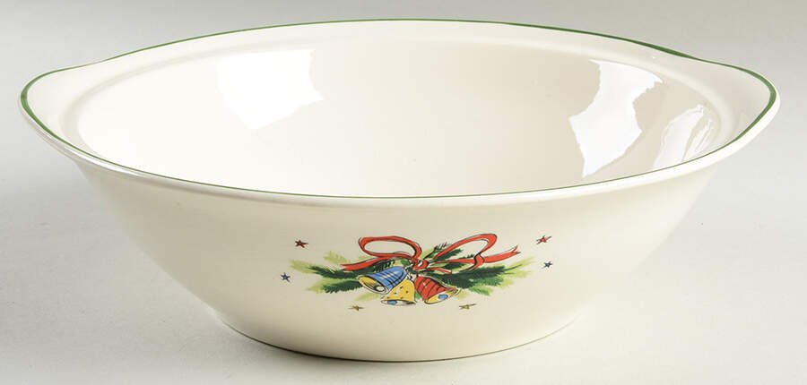 Christmas Eve (Earthenware, Green, Gold) Round Vegetable No Lid by Salem-1