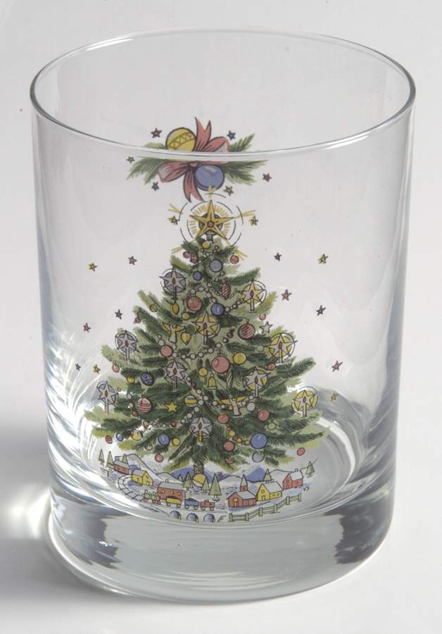 Christmas Eve (Earthenware, Green, Gold) 10 Oz Glassware Double Old Fashioned by Salem-1