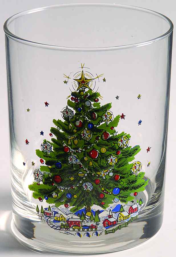 Christmas Eve (Earthenware, Green, Gold) 10 Oz Glassware Double Old Fashioned by Salem-1