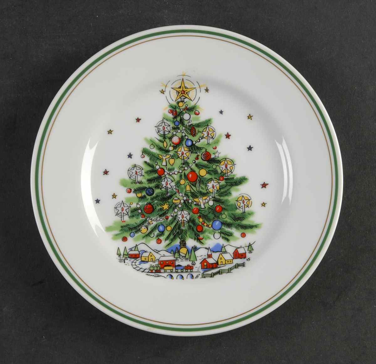 Christmas Eve (Earthenware, Green, Gold) Bread & Butter Plate by Salem-1