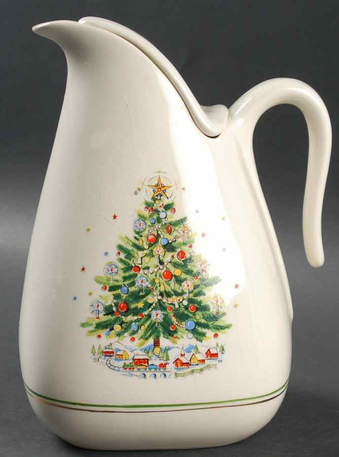 Christmas Eve (Earthenware, Green, Gold) Pitcher & Lid by Salem-1