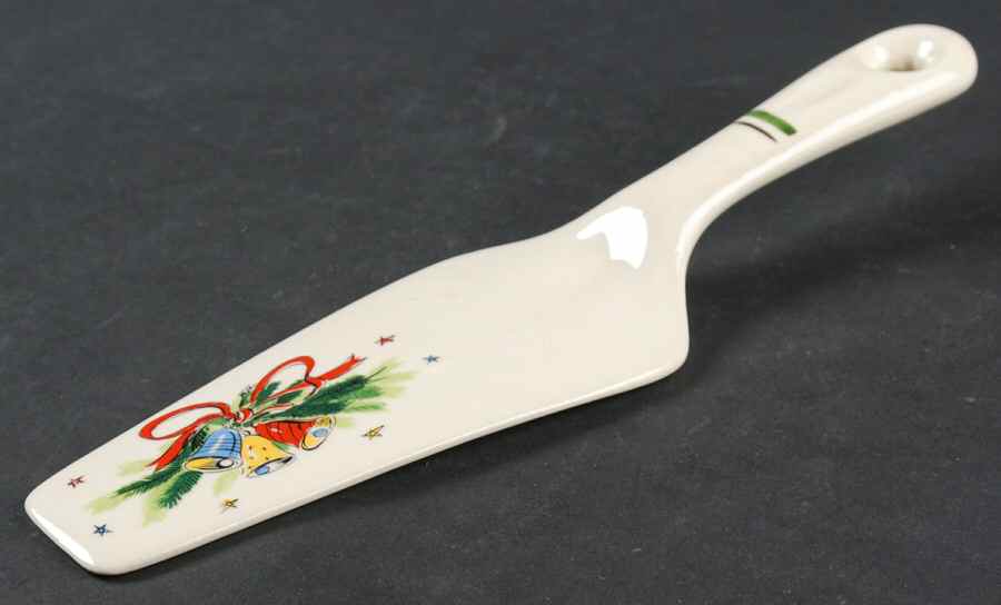 Christmas Eve (Earthenware, Green, Gold) Solid Ceramic Pie/Cake Server by Salem-1