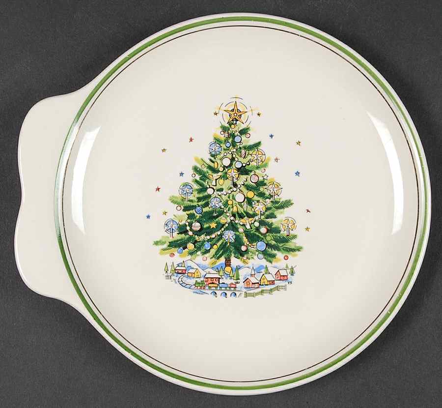Christmas Eve (Earthenware, Green, Gold) Snack Plate by Salem-1
