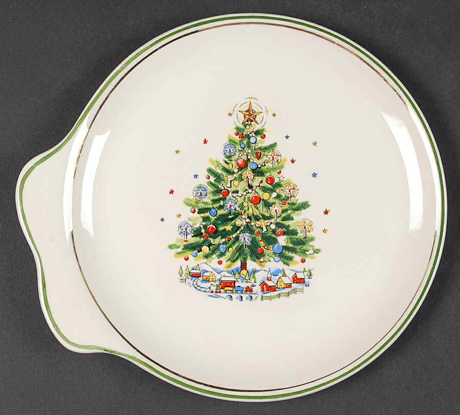 Christmas Eve (Earthenware, Green, Gold) Snack Plate by Salem-1