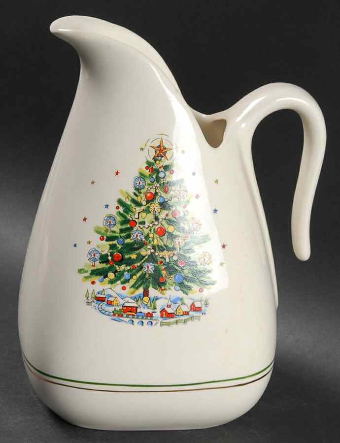 Christmas Eve (Earthenware, Green, Gold) Pitcher No Lid by Salem-1