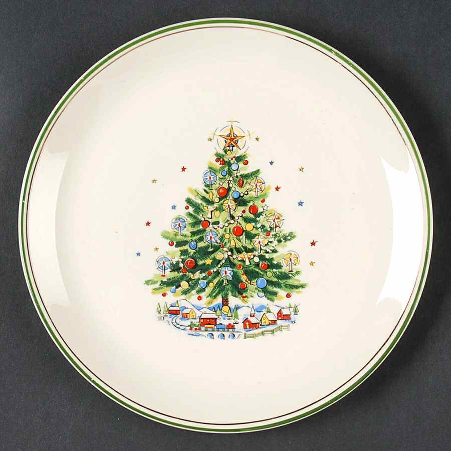 Christmas Eve (Earthenware, Green, Gold) Salad Plate by Salem-1