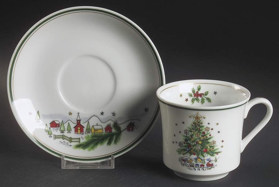 Christmas Eve (Porcelain) Flat Cup & Saucer Set by Salem-1