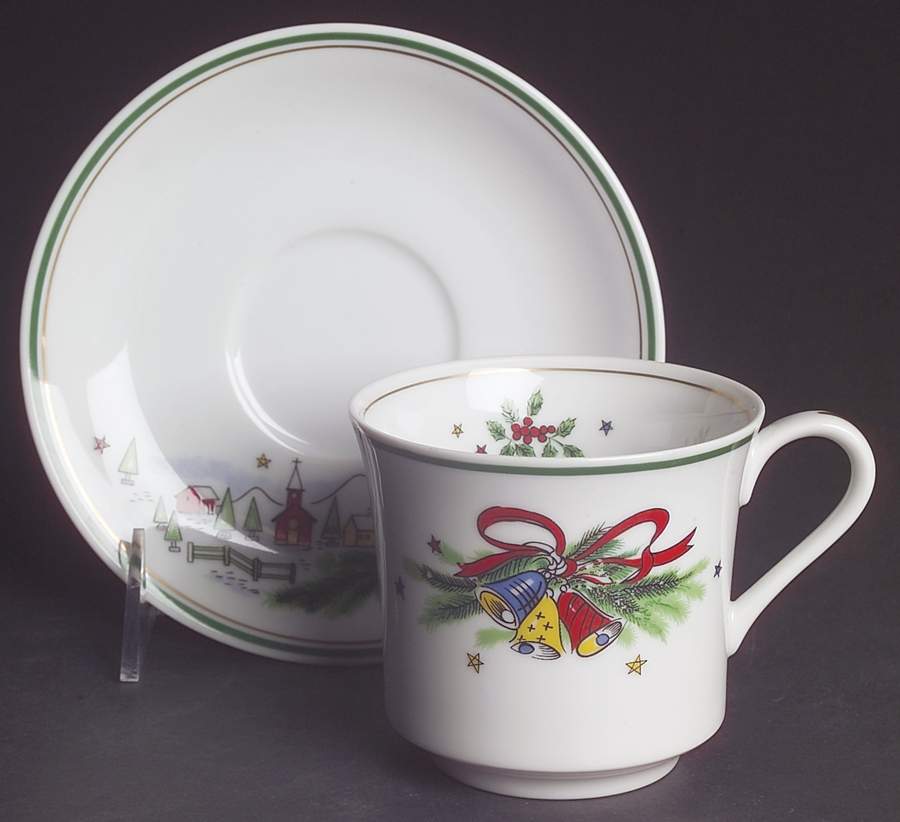 Christmas Eve (Porcelain) Flat Cup & Saucer Set by Salem-1