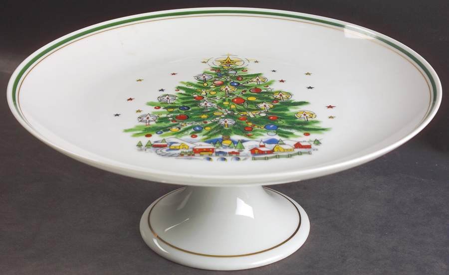 Christmas Eve (Porcelain) 10" Diameter Pedestal Cake Stand by Salem-1