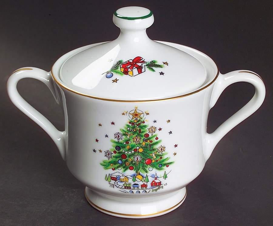 Christmas Eve (Porcelain) Sugar Bowl & Lid by Salem-1