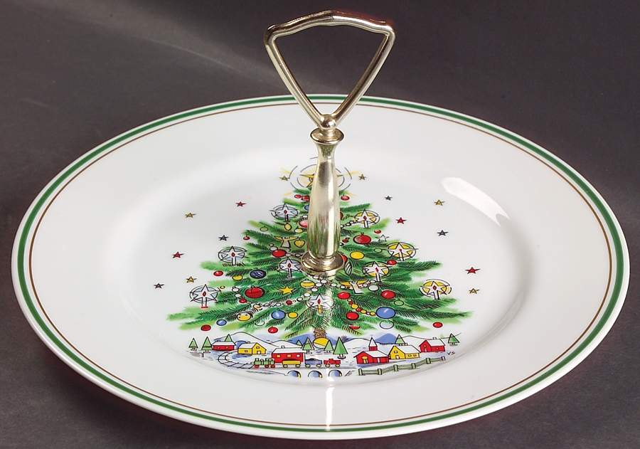 Christmas Eve (Porcelain) Round Serving Plate with Handle (DP) by Salem-1