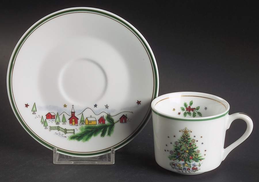 Christmas Eve (Porcelain) Flat Demitasse Cup & Saucer Set by Salem-1
