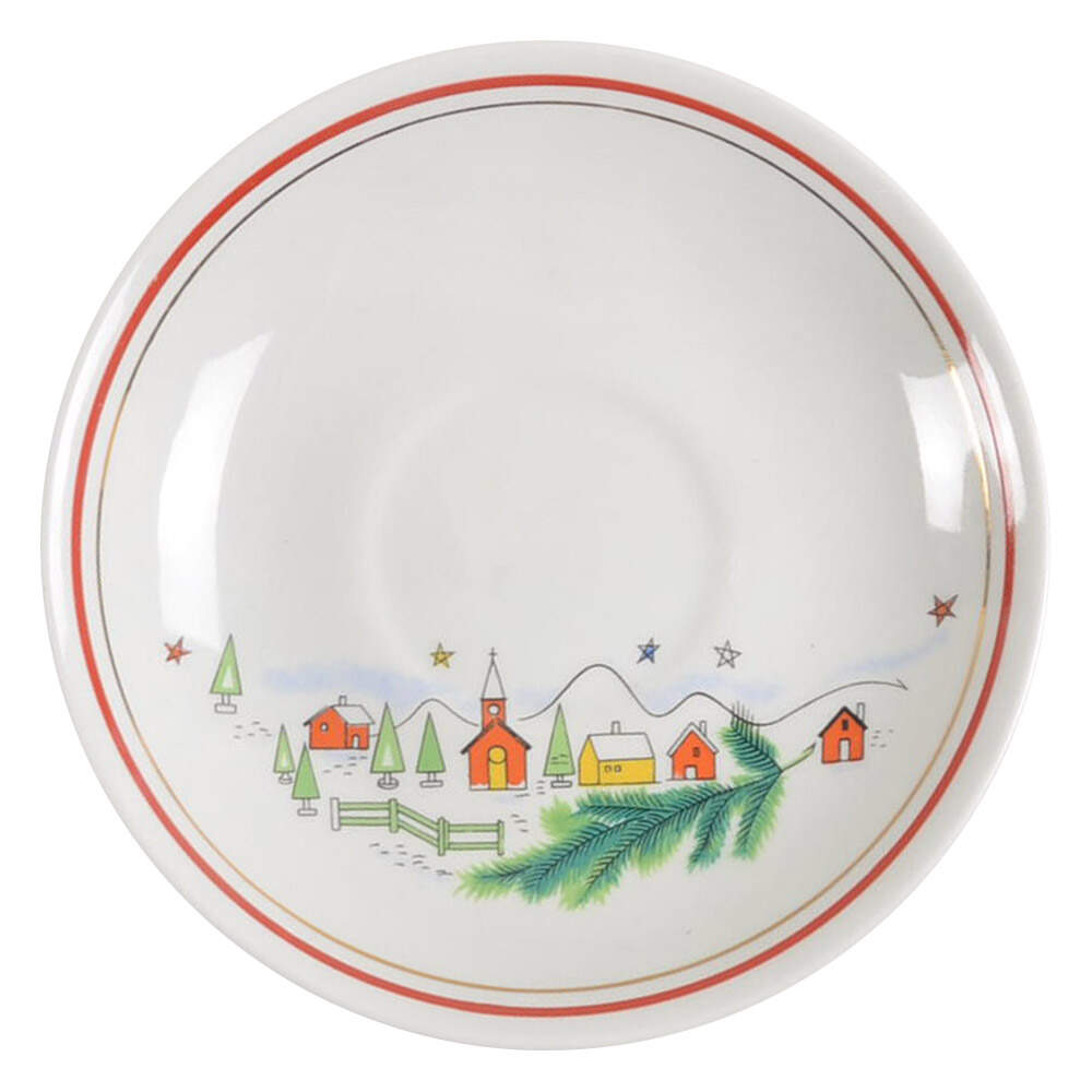 Christmas Eve (Earthenware, Red, Gold) Saucer by Salem-1