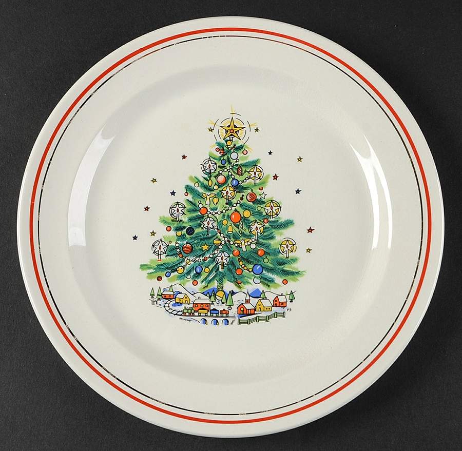 Christmas Eve (Earthenware, Red, Gold) Salad Plate by Salem-1
