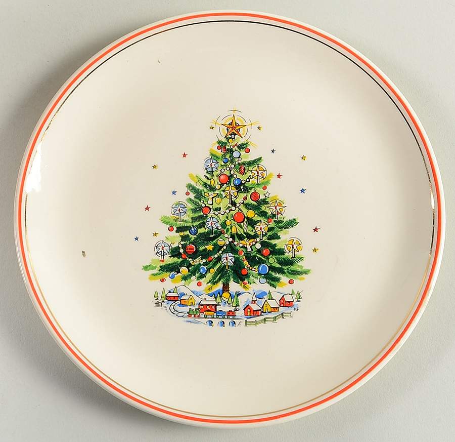 Christmas Eve (Earthenware, Red, Gold) Salad Plate by Salem-1