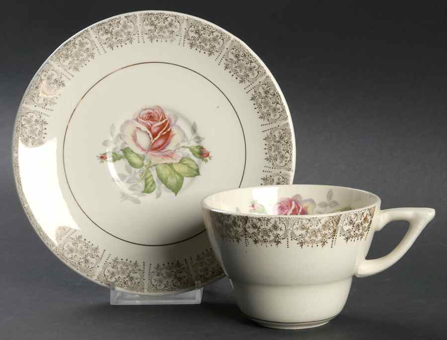 Duchess Rose Flat Cup & Saucer Set by Salem-1