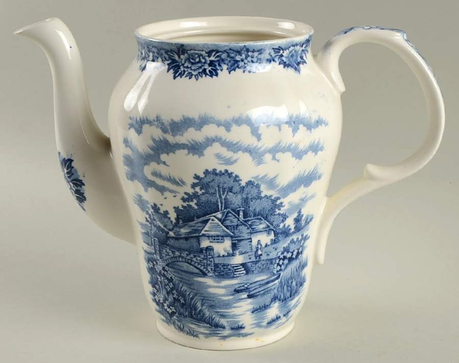 English Village Blue Coffee Pot No Lid by Salem-1
