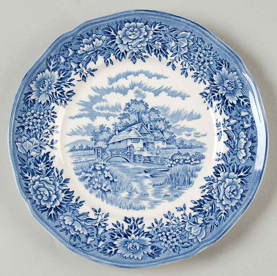 English Village Blue Bread & Butter Plate by Salem-1