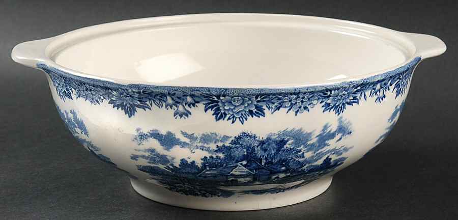 English Village Blue Round Vegetable No Lid by Salem-1