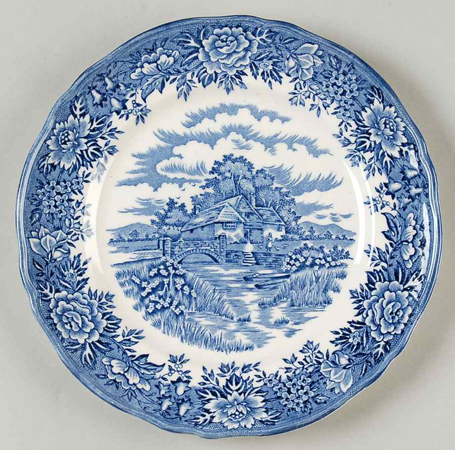 English Village Blue Salad Plate by Salem-1