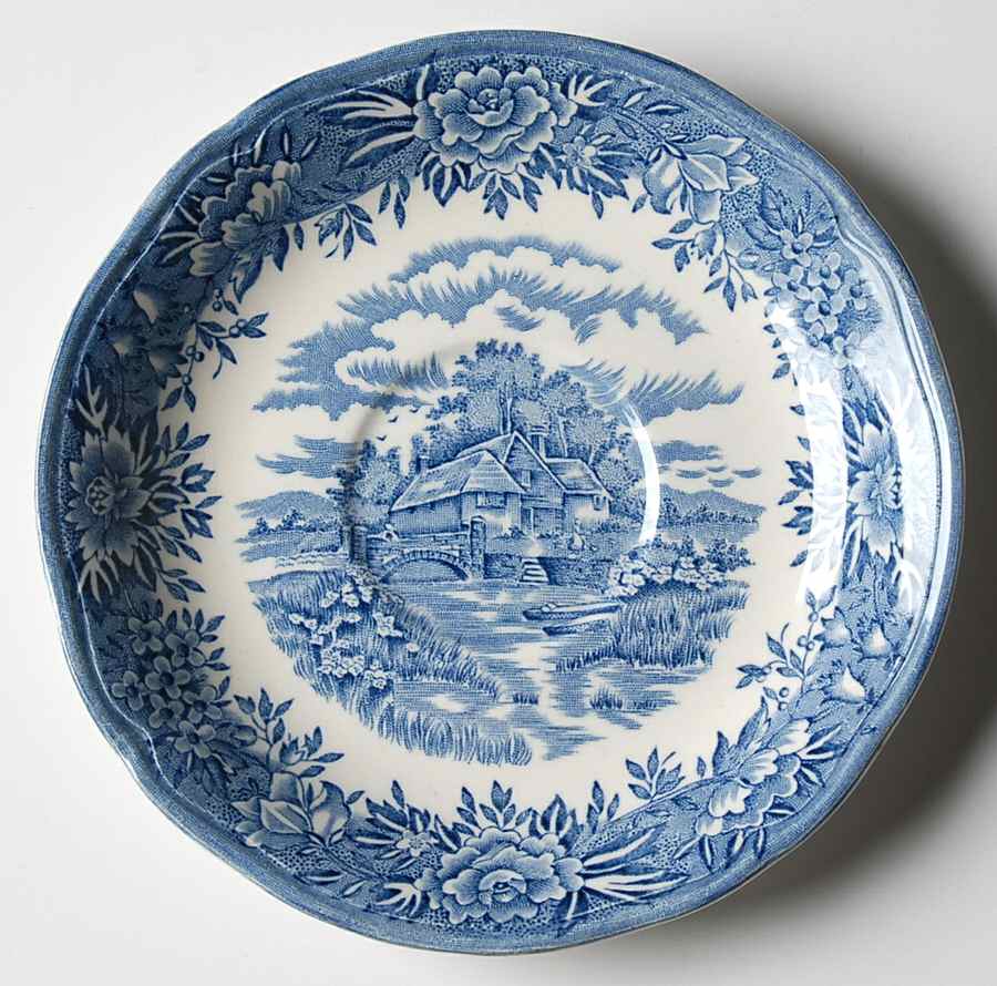 English Village Blue Saucer by Salem-1