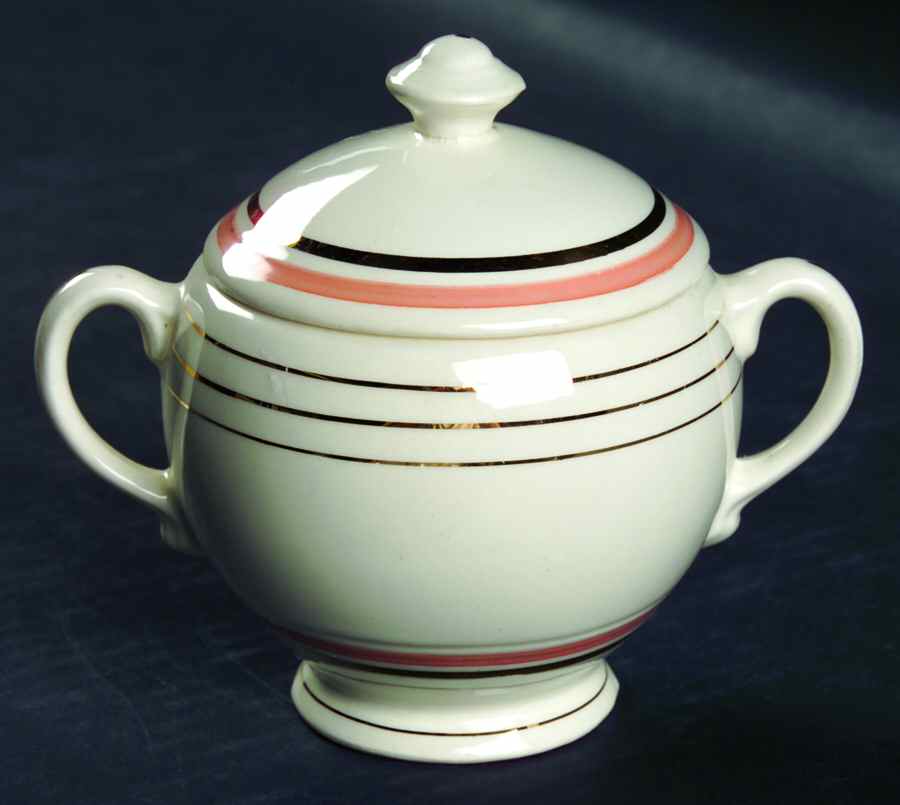 Georgian Salmon Sugar Bowl & Lid by Salem-1