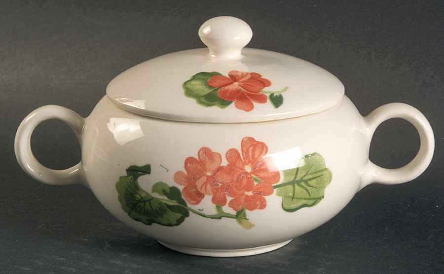 Geranium Sugar Bowl & Lid by Salem-1