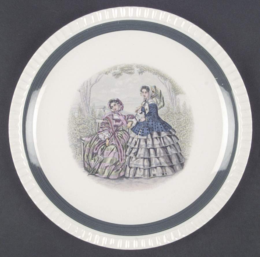 Godey Fashions (Fluted, Green Band) Dinner Plate by Salem-1