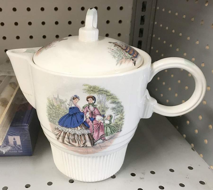 Godey Prints (Ribbed Rim) Lid for Teapot by Salem-1