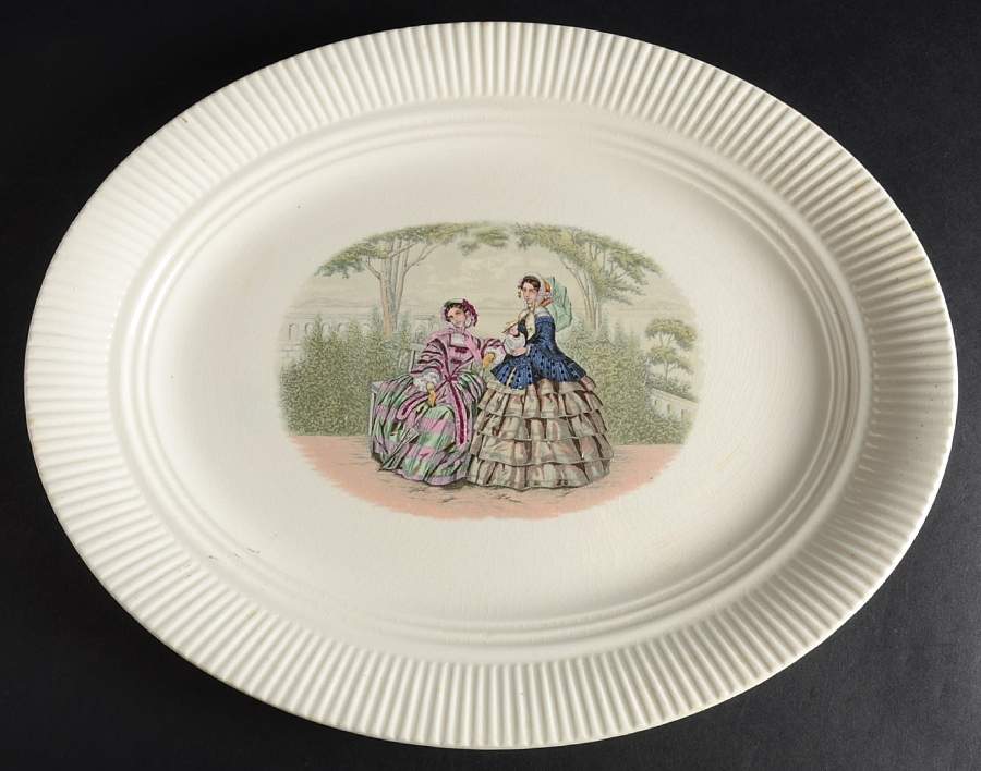 Godey Prints (Ribbed Rim) 15" Oval Serving Platter by Salem-1