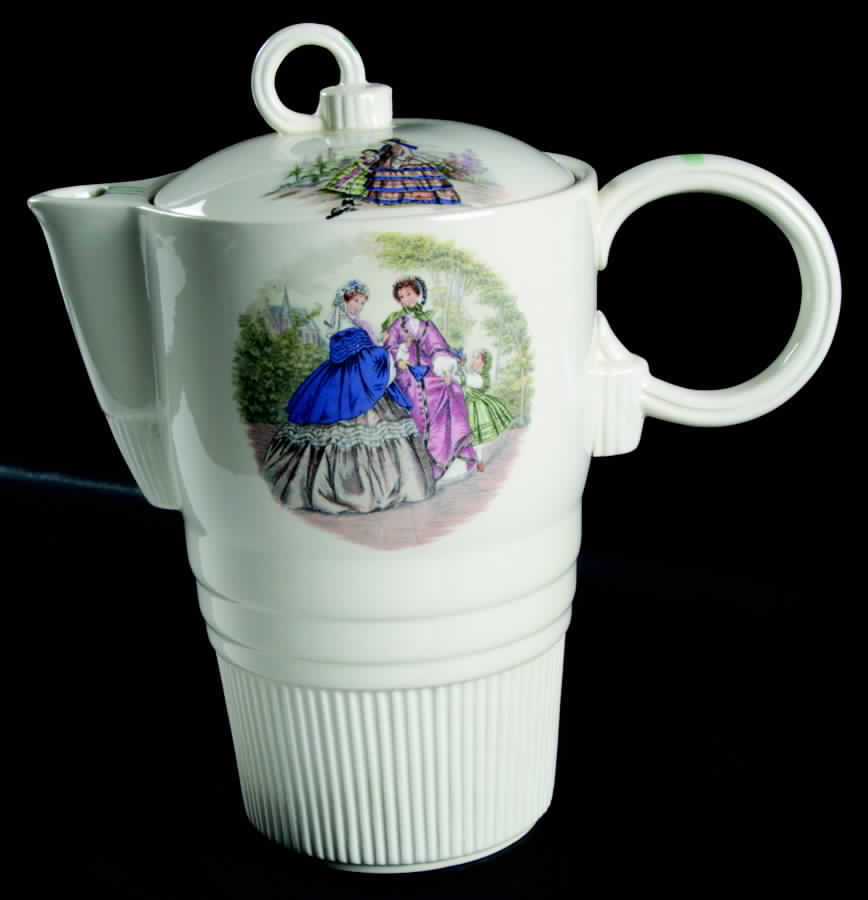 Godey Prints (Ribbed Rim) Coffee Pot & Lid by Salem-1