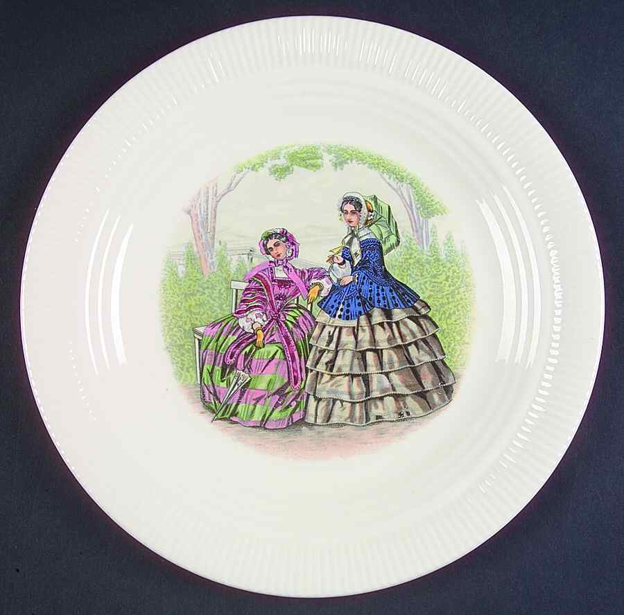 Godey Prints (Ribbed Rim) Luncheon Plate by Salem-1