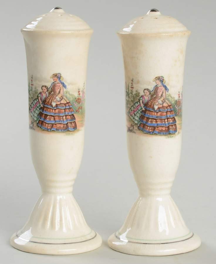 Godey Prints (Ribbed Rim) Salt & Pepper Set by Salem-1