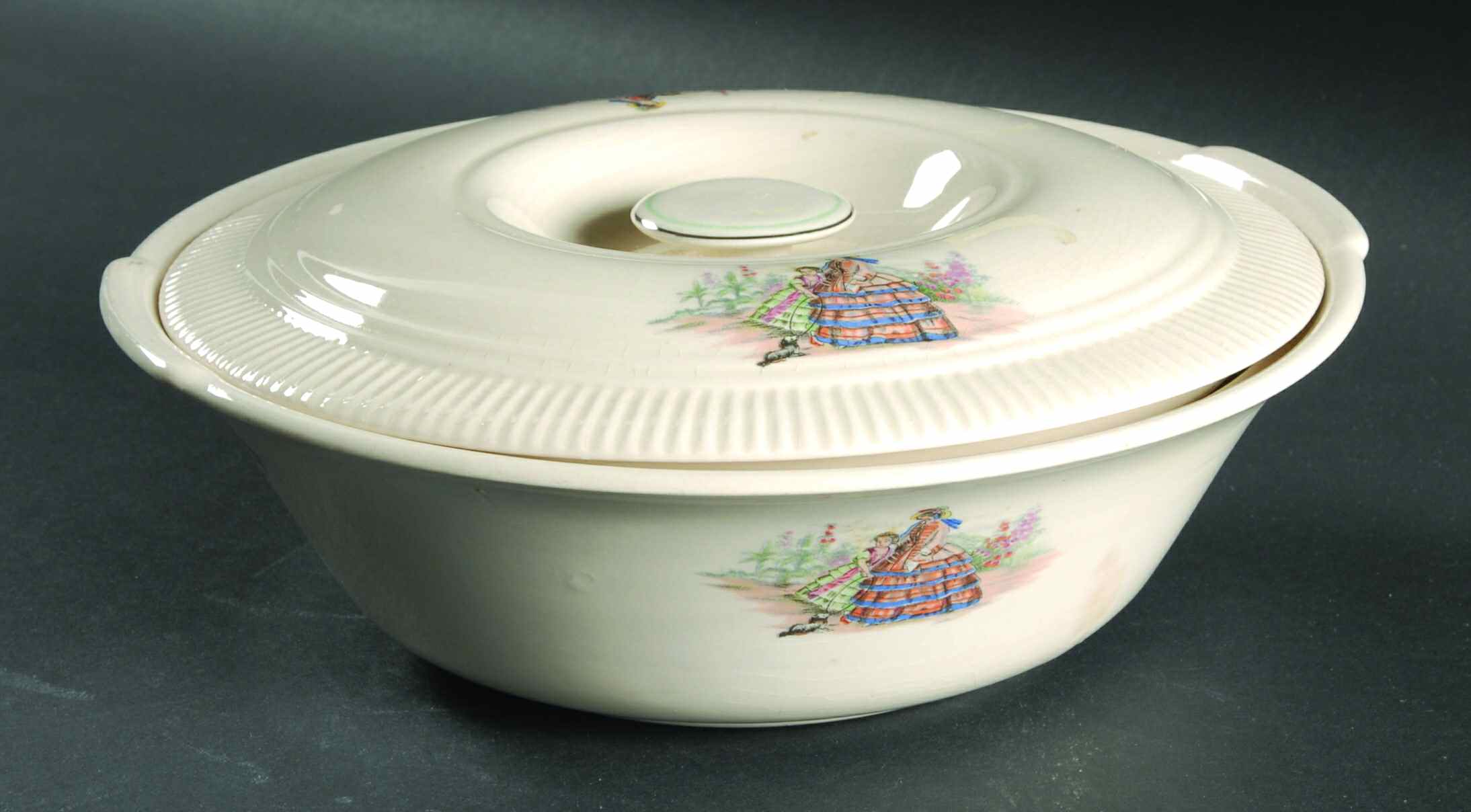 Godey Prints (Ribbed Rim) Round Covered Vegetable by Salem-1