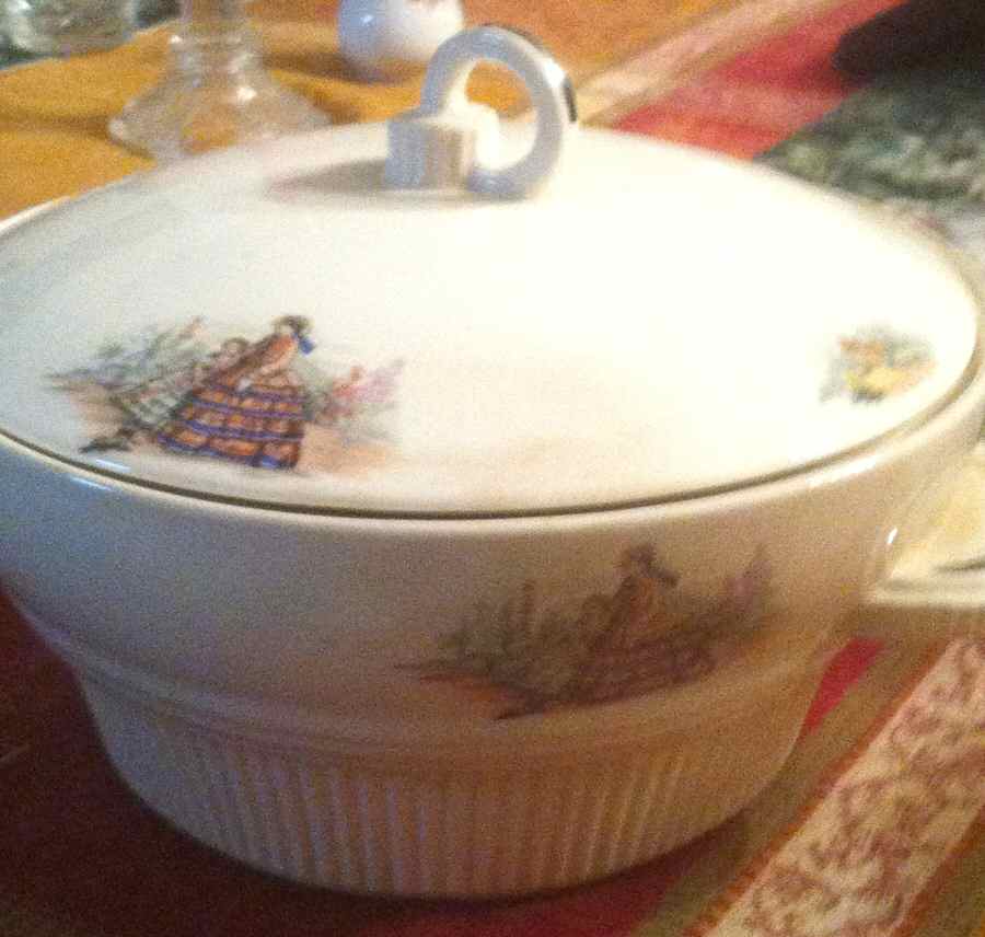 Godey Prints (Ribbed Rim) Round Covered Vegetable by Salem-1
