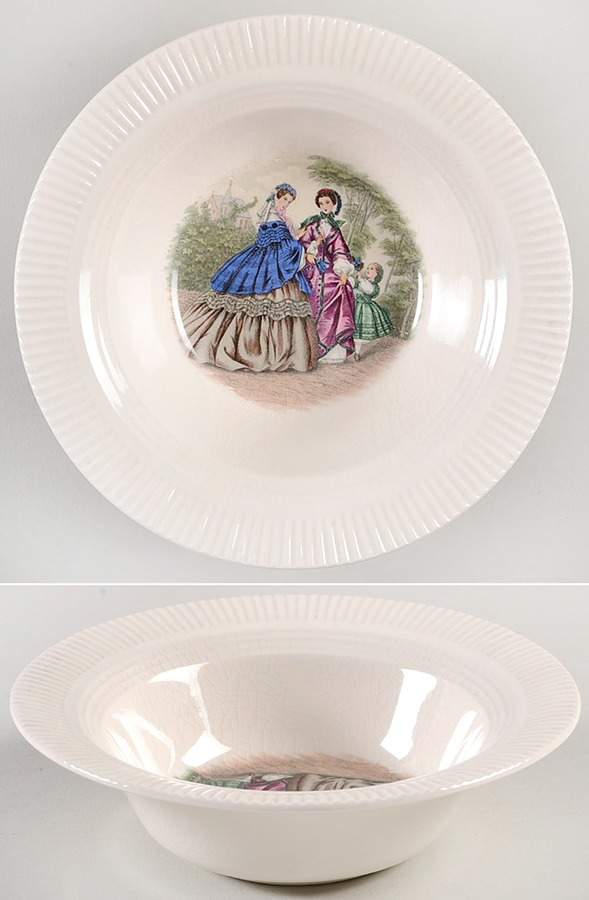 Godey Prints (Ribbed Rim) Rim Cereal Bowl by Salem-1
