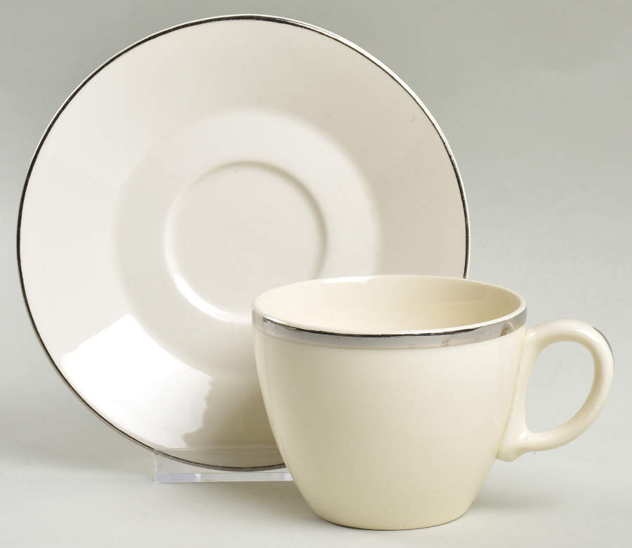 Heirloom Platinum Flat Cup & Saucer Set by Salem-1