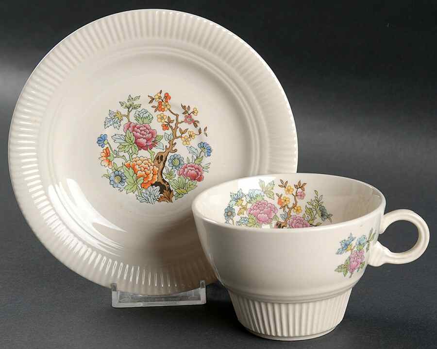 Indian Tree (Victory Shape) Flat Cup & Saucer Set by Salem-1