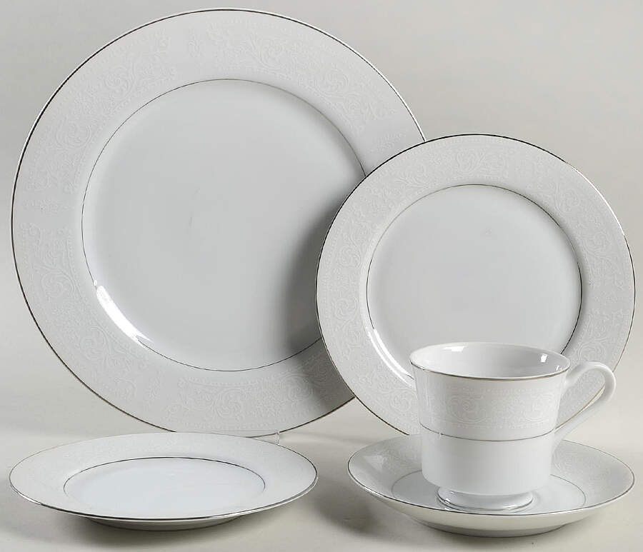 Lace Bouquet (Platinum Trim) 40 Piece Estate Set by Salem-1