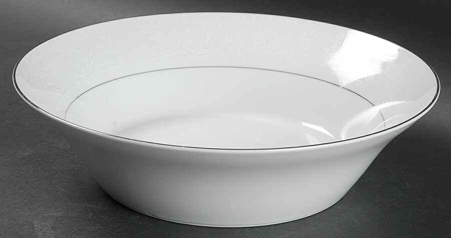Lace Bouquet (Platinum Trim) 9" Round Vegetable Bowl by Salem-1