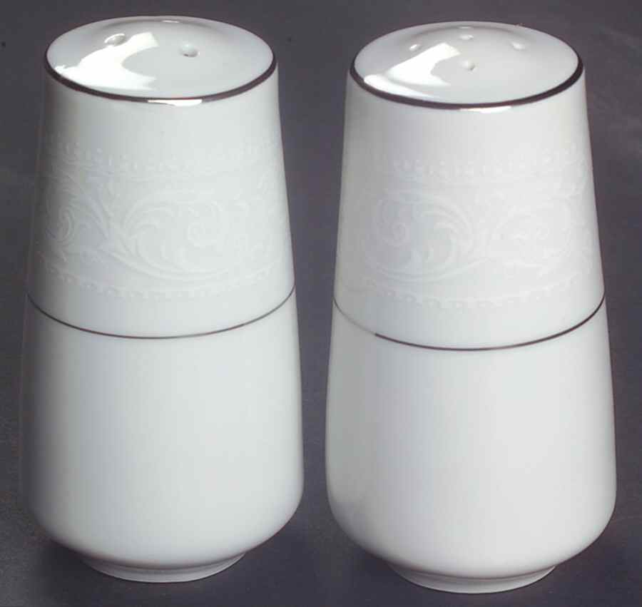 Lace Bouquet (Platinum Trim) Salt & Pepper Set by Salem-1