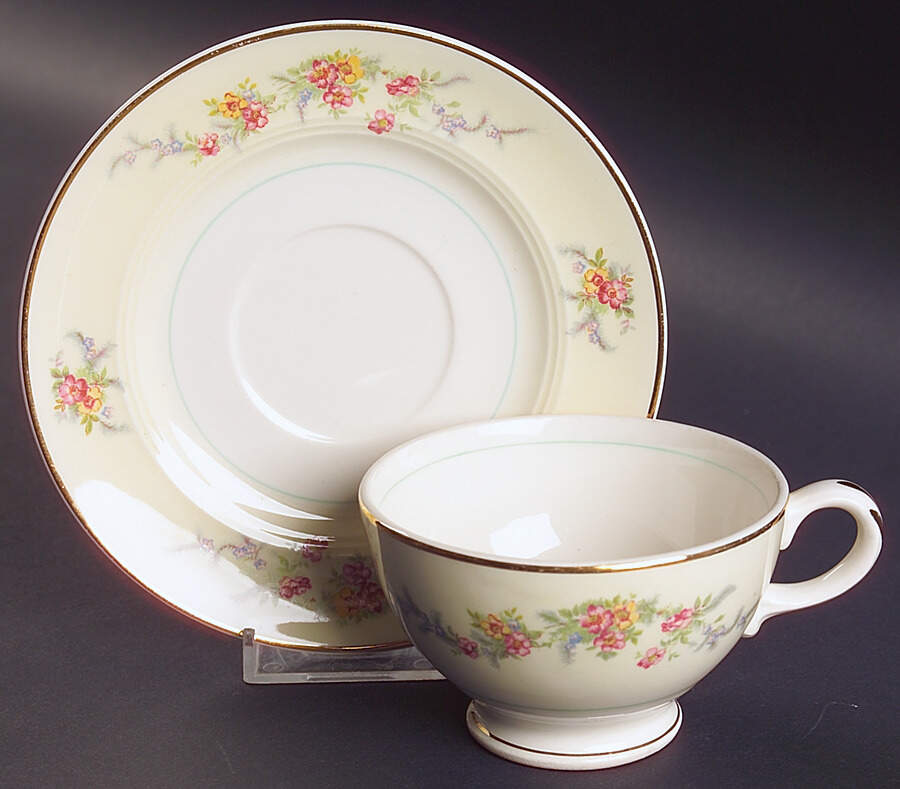 Monticello (Smooth Rim) Footed Cup & Saucer Set by Salem-1